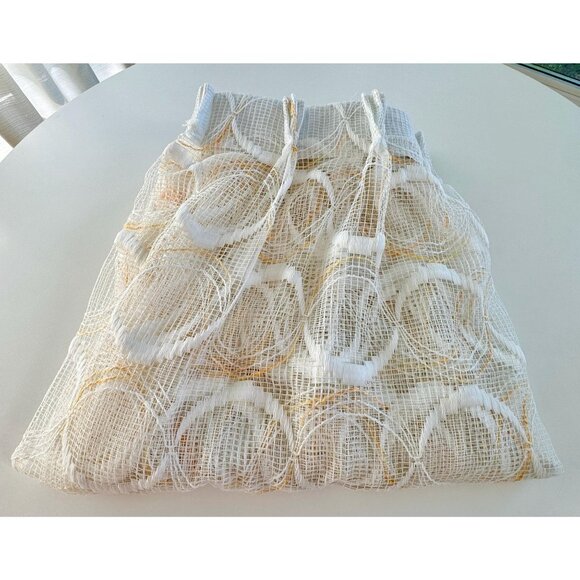 Vintage 70s pleated curtain, white, creamy orange groovy circles, sheer - Picture 10 of 10
